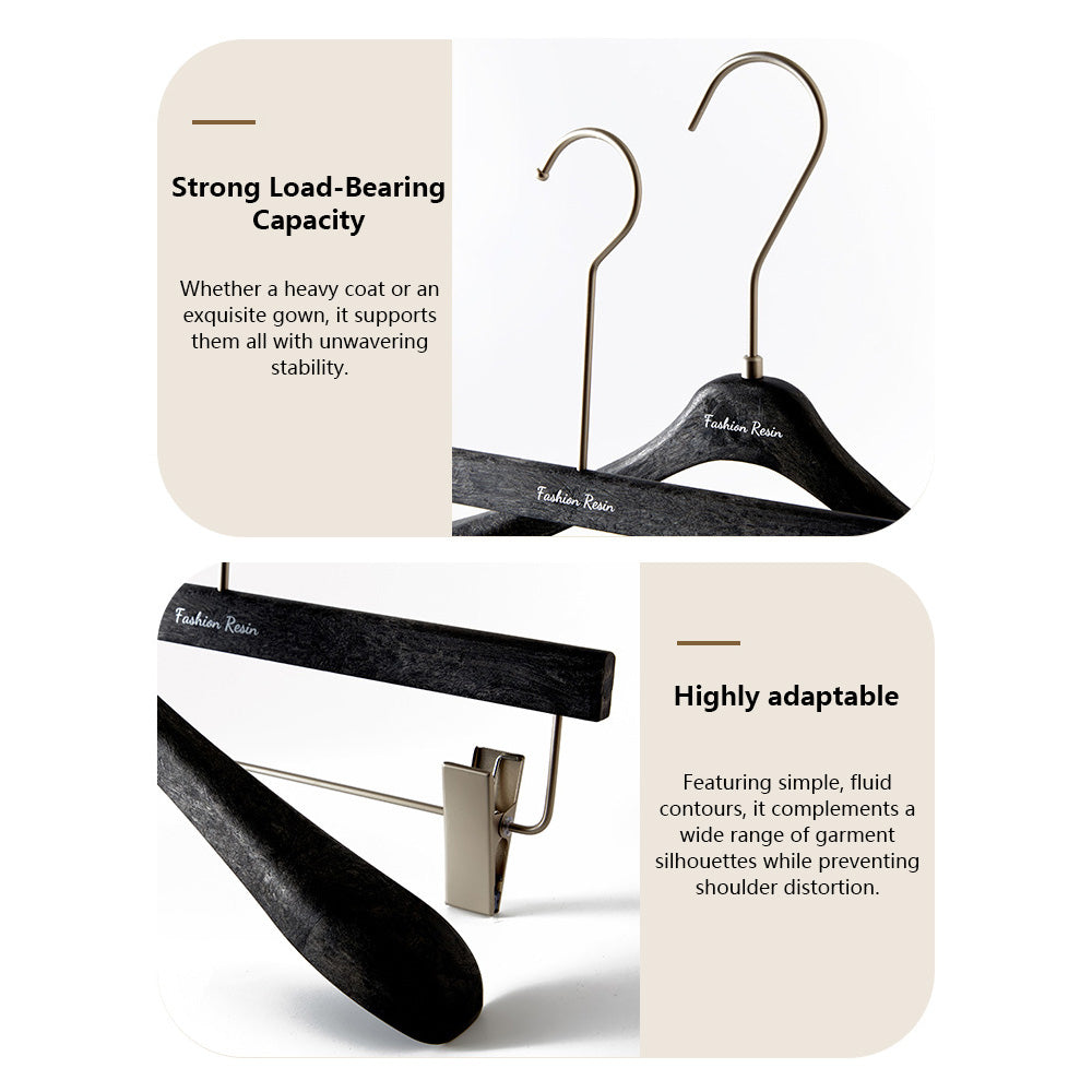 Luxury Matte Black Resin Suit Hanger & Pants Hanger for Men's Wardrobe