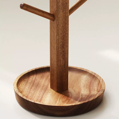 Solid Wood Jewelry Stand Tree with Catchall Dish | Necklace Organizer