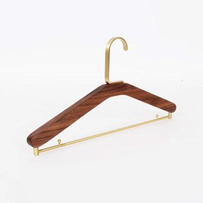 Solid Black Walnut Wood Hangers with Pure Brass Hooks for Suits & Coats