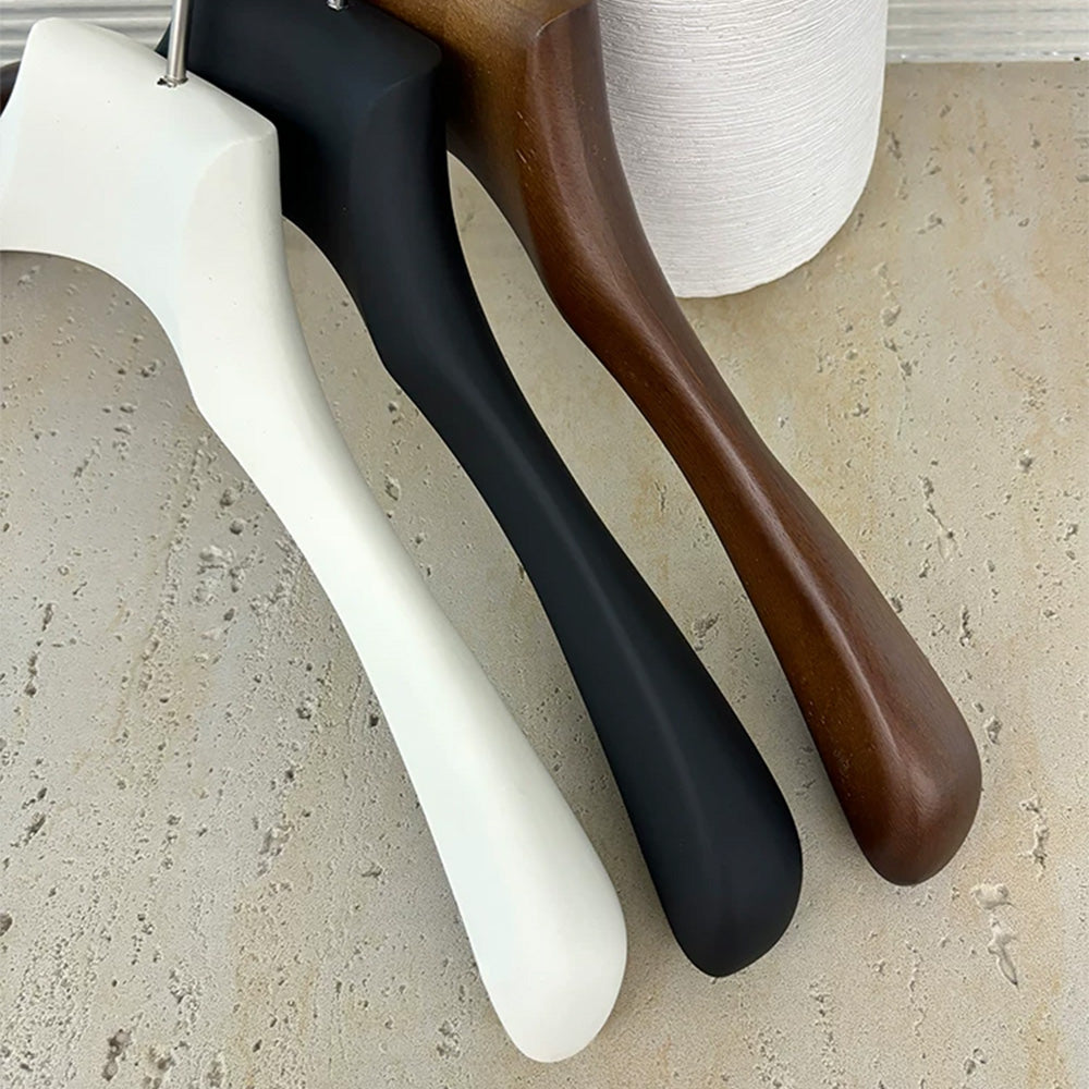 Solid Oak Wooden Hangers for Women with Adjustable Clips & 360° Swivel Hook