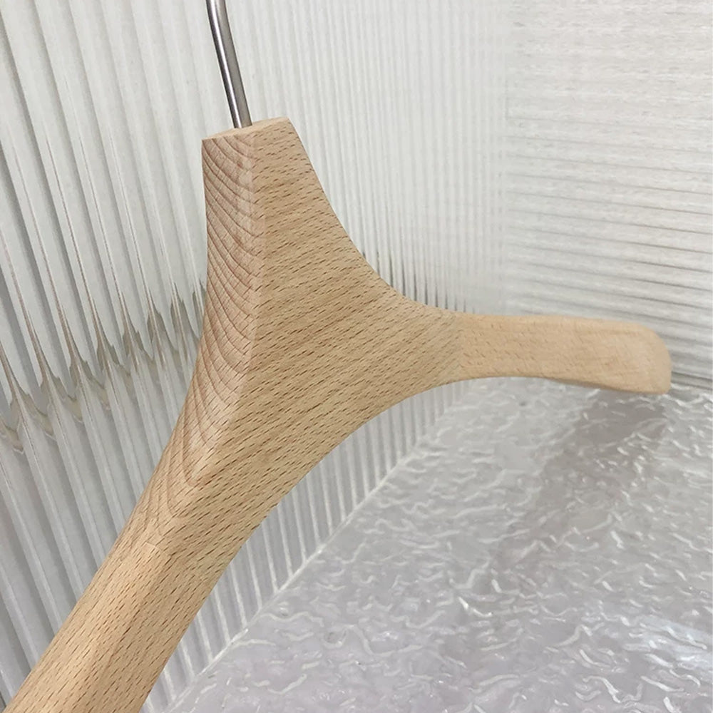 Wide Shoulder Beech Wood Hangers with Pants Bar – Natural Wood Suit Hangers