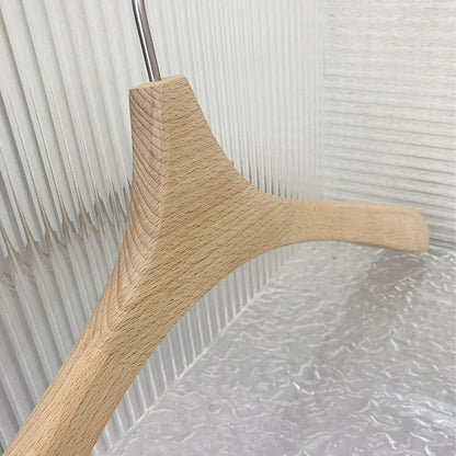 Wide Shoulder Beech Wood Hangers with Pants Bar – Natural Wood Suit Hangers