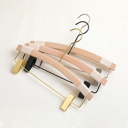 Wood Hanger Pants Clips for Women | Long Hook | No-Mark | Gold Silver Black