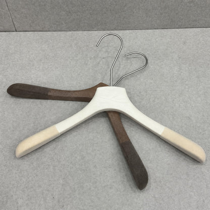 Non-Slip Flocked Resin Woodgrain Hangers for Clothing Stores