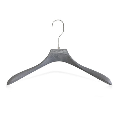 Gray Wood Grain Resin Suit Hangers with Custom Logo for Retail Display
