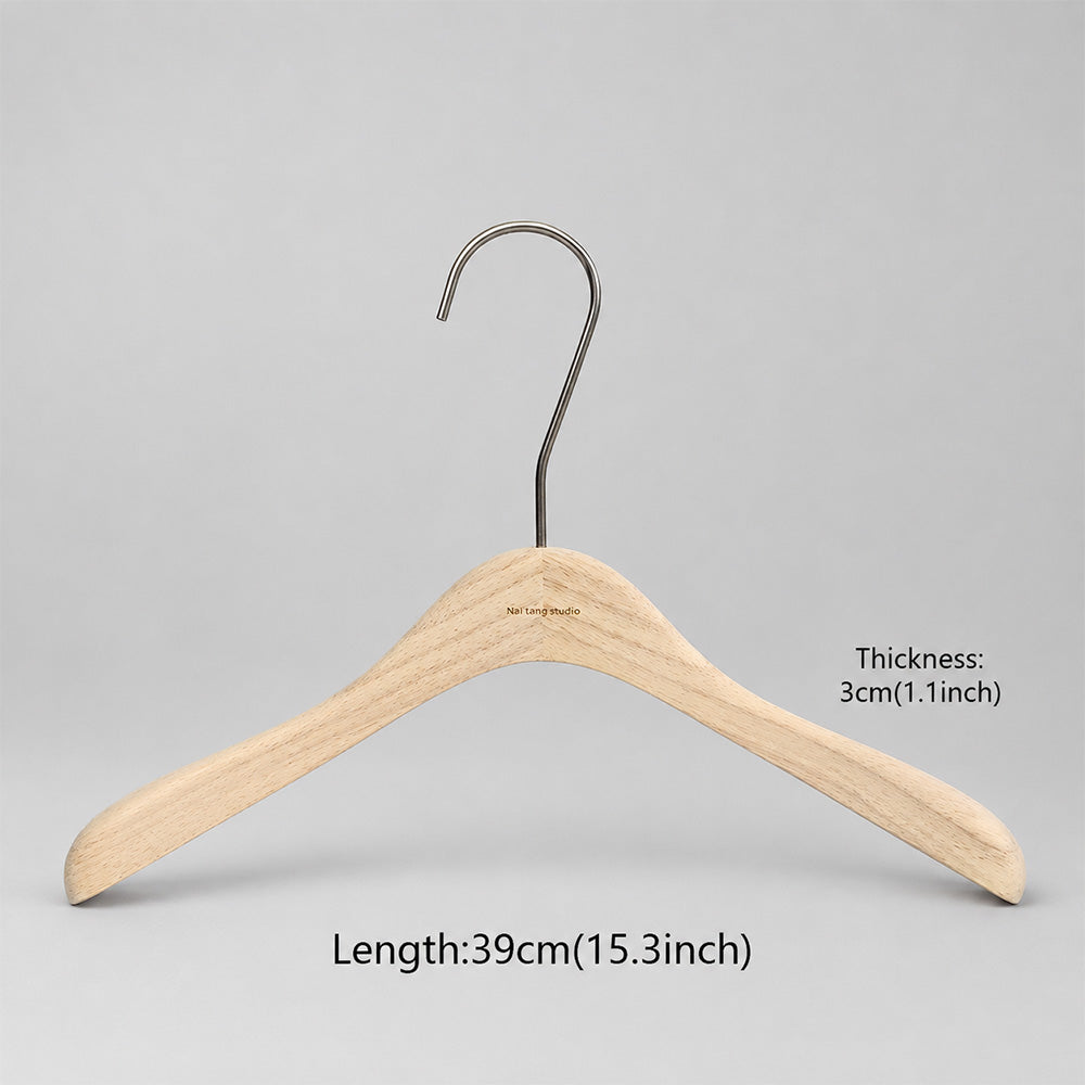 Natural Oak Wooden Suit & Pants Hangers with Clips | Custom Logo