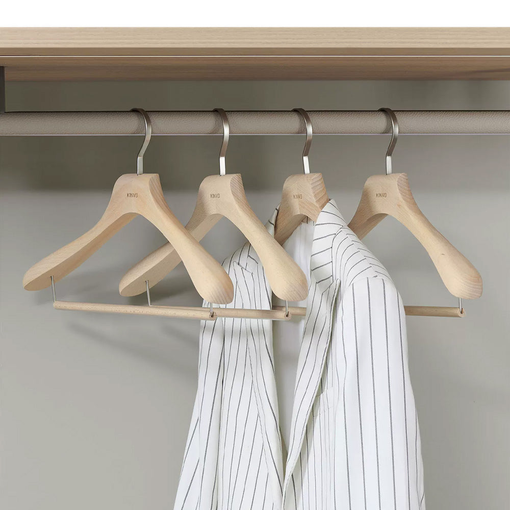 Solid European Beech Wood Hangers for Suits, Coats, Pants & Skirts