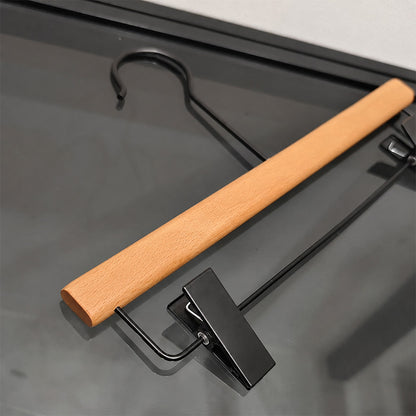Custom Beech Wood Suit Hangers & Pants Hangers with Clips Wholesale