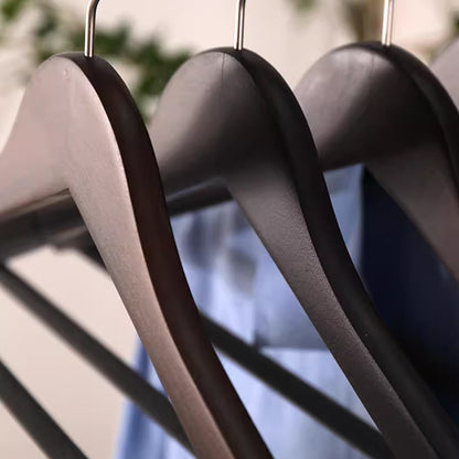 Non-Slip Wooden Hangers Velvet Flocked Space Saving Closet Organizer Combo Set