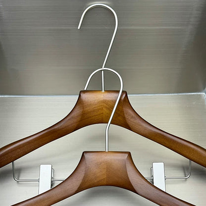 Walnut Beech Wood Hangers Wholesale – Suit & Pants Hangers with Clips