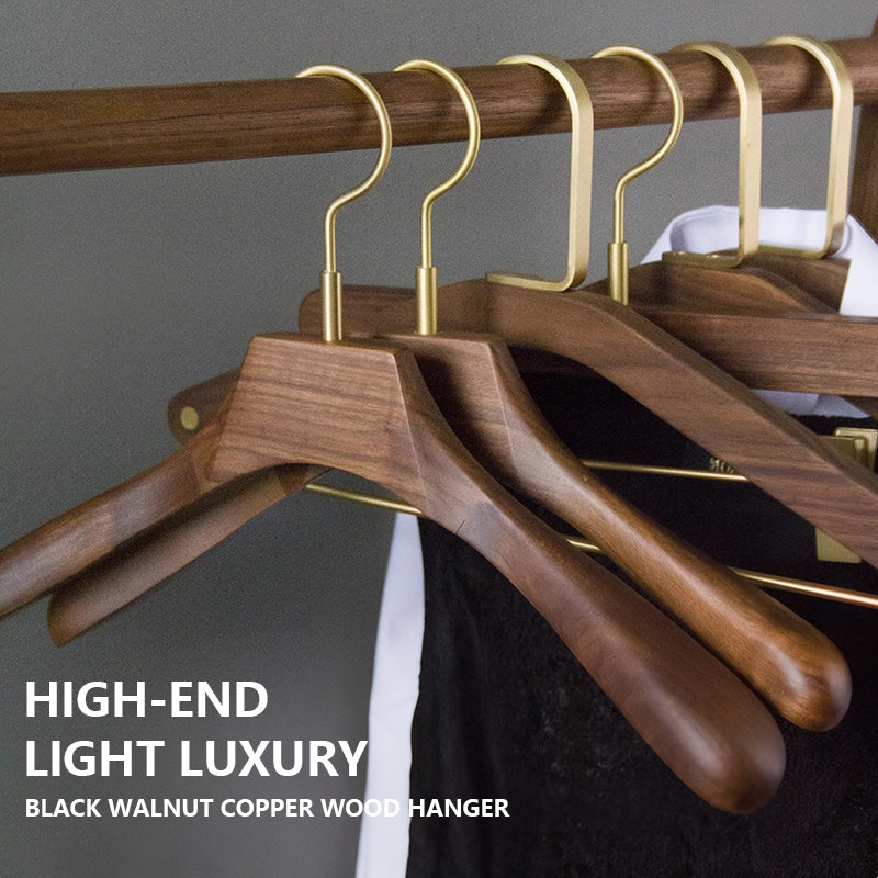 Premium Black Walnut Wood Hangers - Hotel Quality Non-Slip Wide Shoulder Coat Hangers