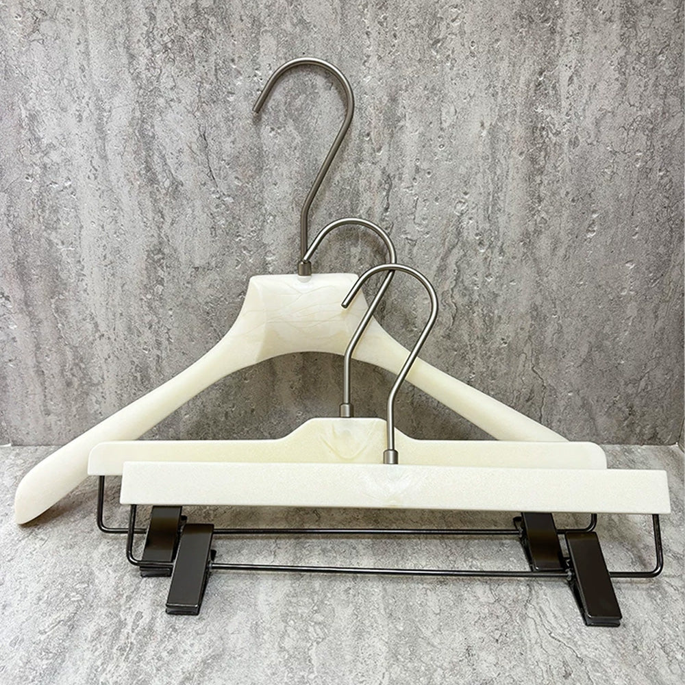 Custom ABS Wood Grain Resin Hangers with Clips for Boutique Stores