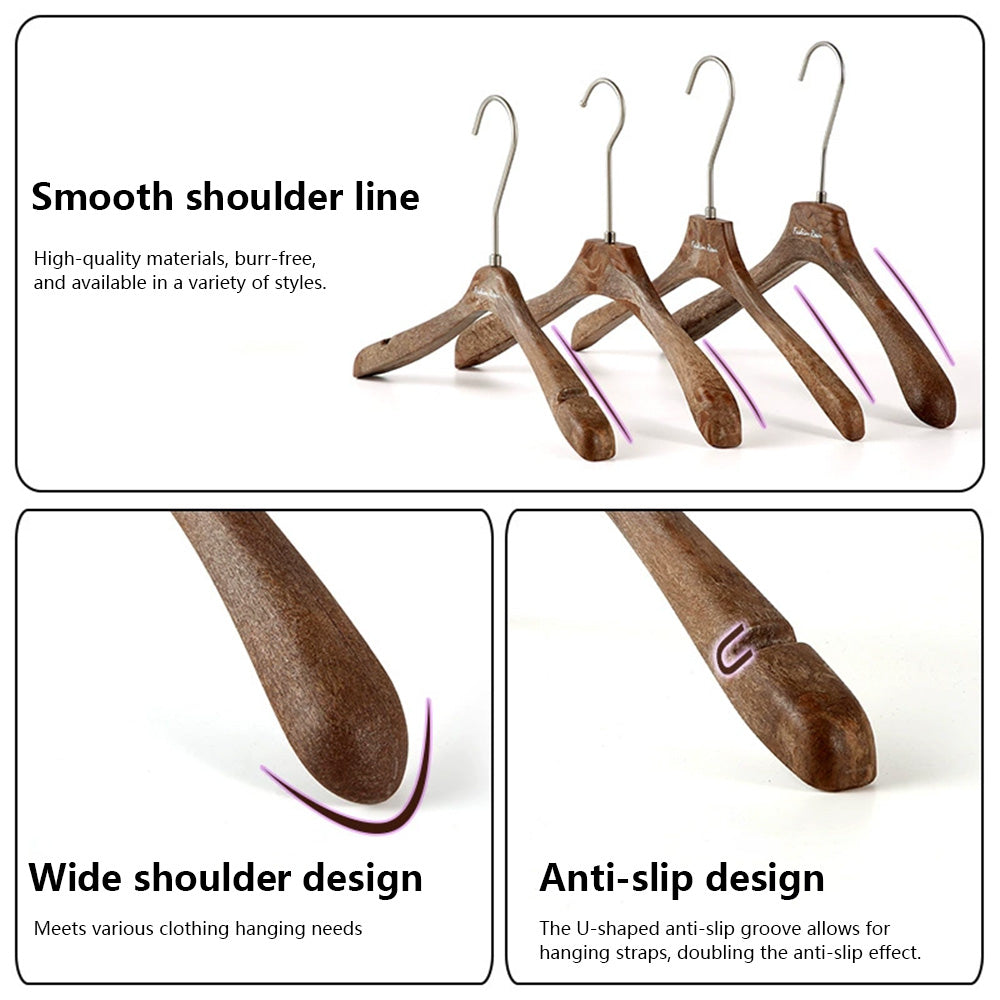 Brown Wood Grain Resin Hangers – Non-Slip Coat Hangers for Suits, Dresses & Coats