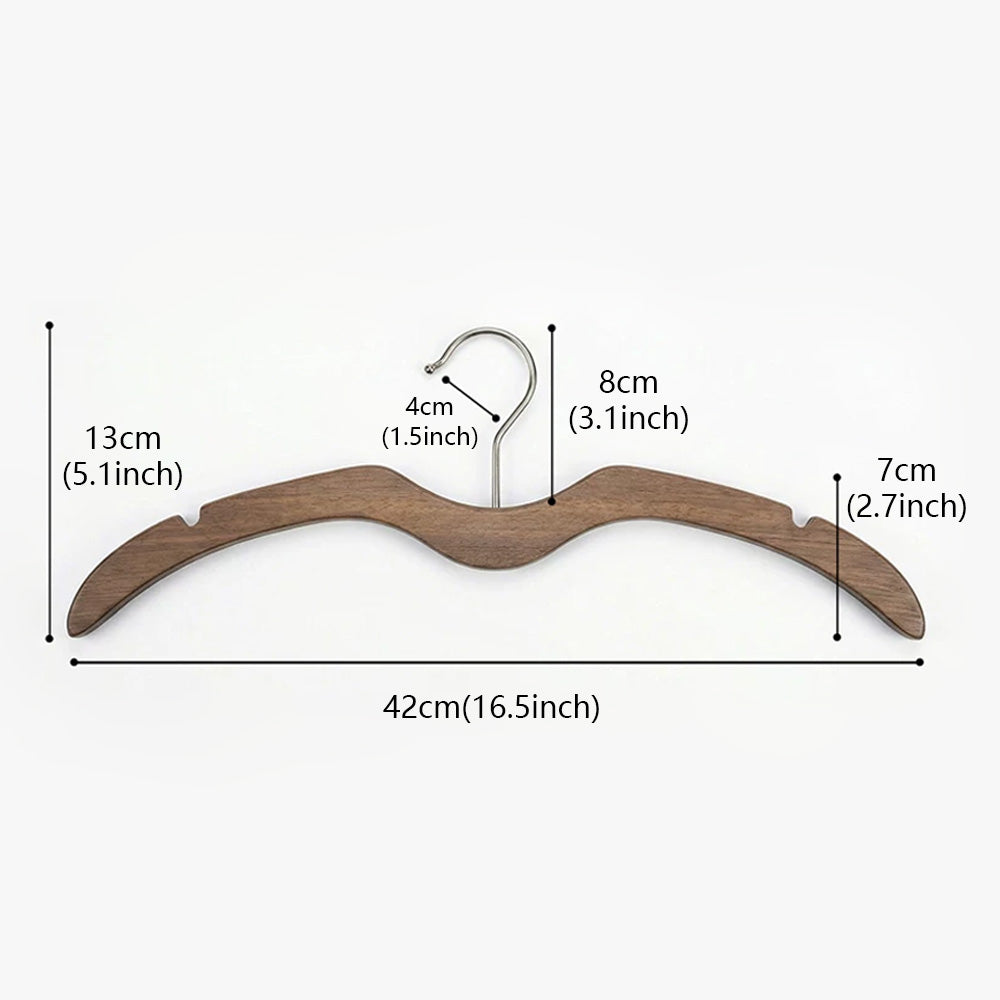 Short-Neck Solid Wood Hanger, M-Shaped Non-Slip Space-Saving Clothes Hanger
