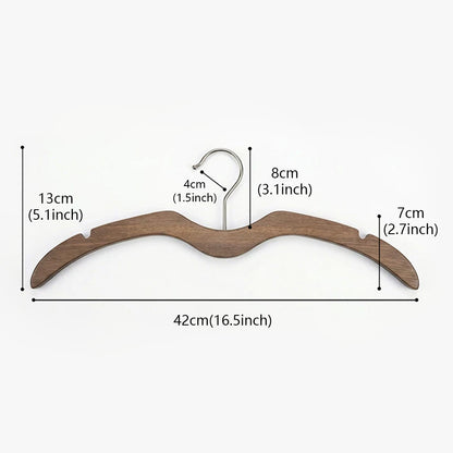Short-Neck Solid Wood Hanger, M-Shaped Non-Slip Space-Saving Clothes Hanger