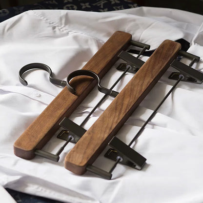 Solid Black Walnut Wooden Hangers for Suits, Pants, Scarves & Handbags