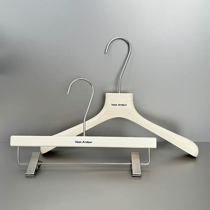 Wood Grain Resin Hangers with Clips for Boutique Clothing Stores