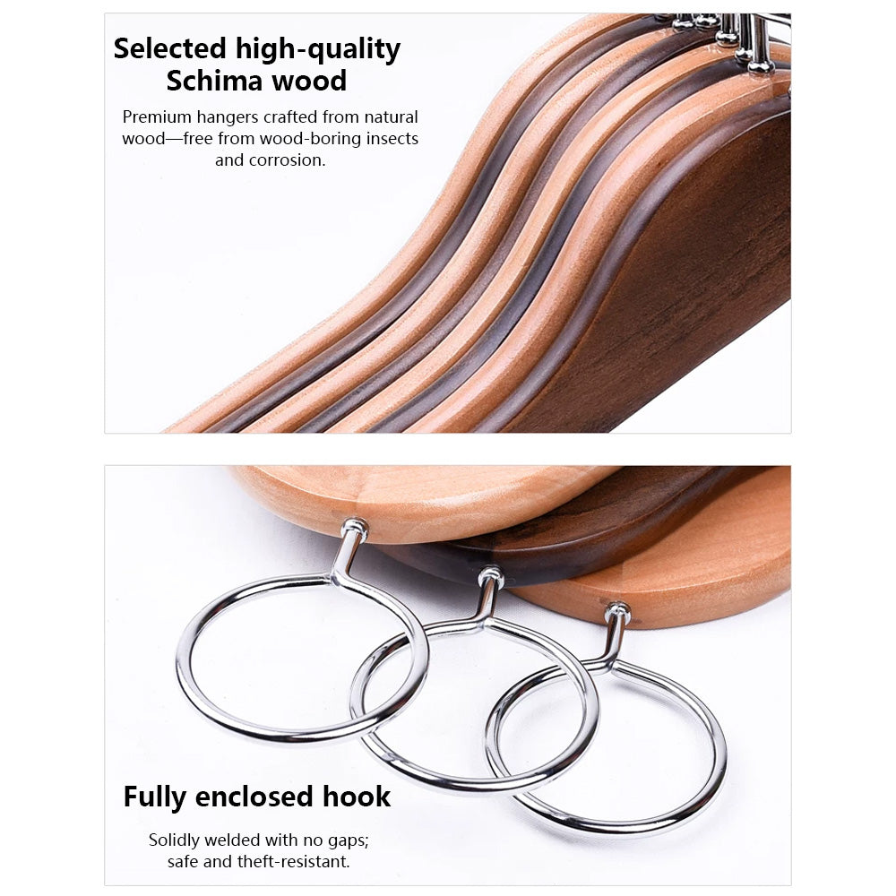 Solid Beech Wood Anti-Theft Hotel Hangers with Closed Ring Hook Wholesale