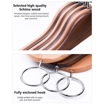 Solid Beech Wood Anti-Theft Hotel Hangers with Closed Ring Hook Wholesale