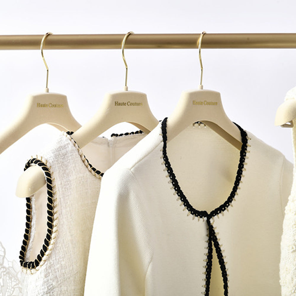Luxury Beige Velvet Hangers | Non-Slip with Clips for Wedding Dresses & Coats