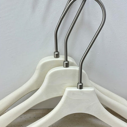 Wholesale Ivory ABS Resin Clothes Hangers with Custom Logo & Adjustable Clips