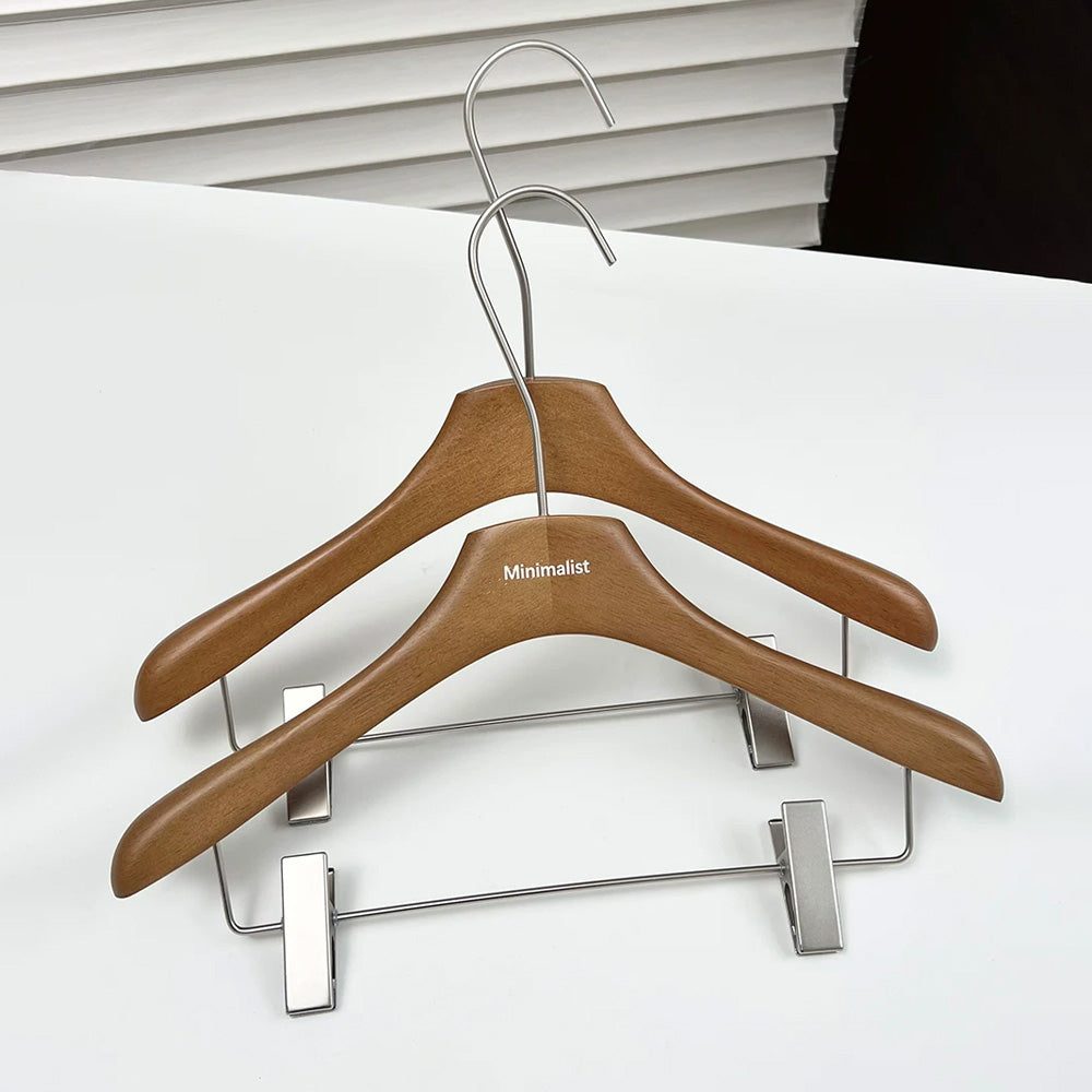 Wholesale Walnut Lacquered Wooden Hangers for Coats, Shirts, Suits & Trousers | OEM Custom