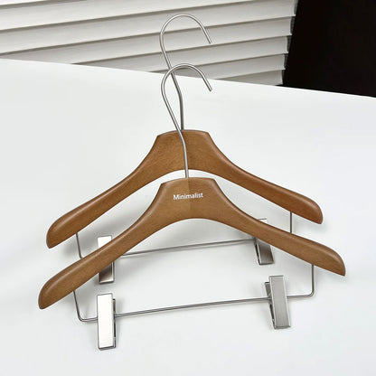 Wholesale Walnut Lacquered Wooden Hangers for Coats, Shirts, Suits & Trousers | OEM Custom