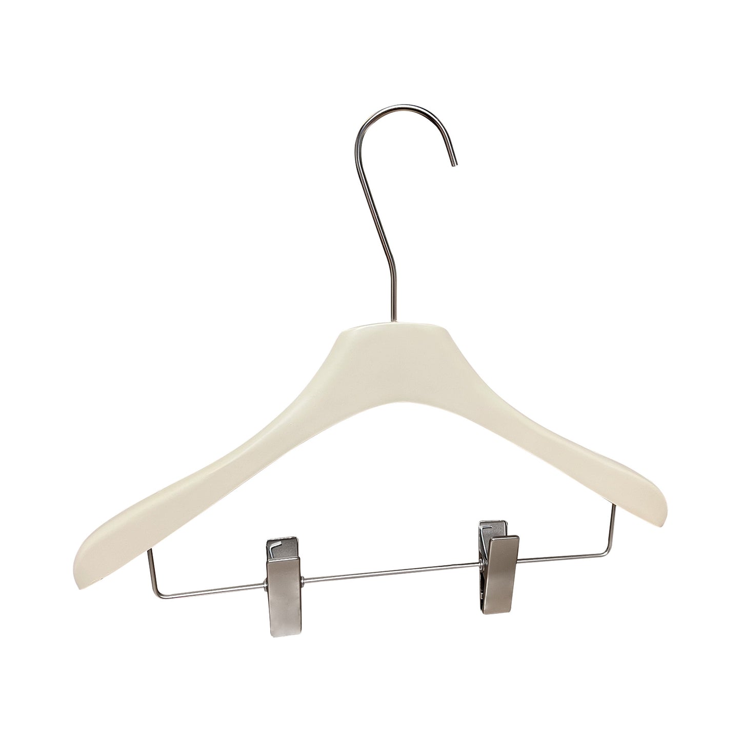 Solid Wood Clothes Hangers with Clips – White Wood Hangers for Suit, Coat & Dress
