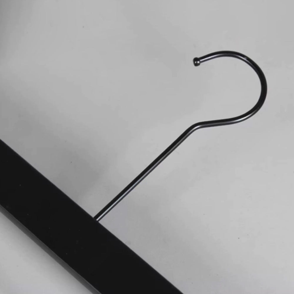 Black Wood Hangers | Non-Slip Solid Wooden Coat & Pants Garment Hanger Set