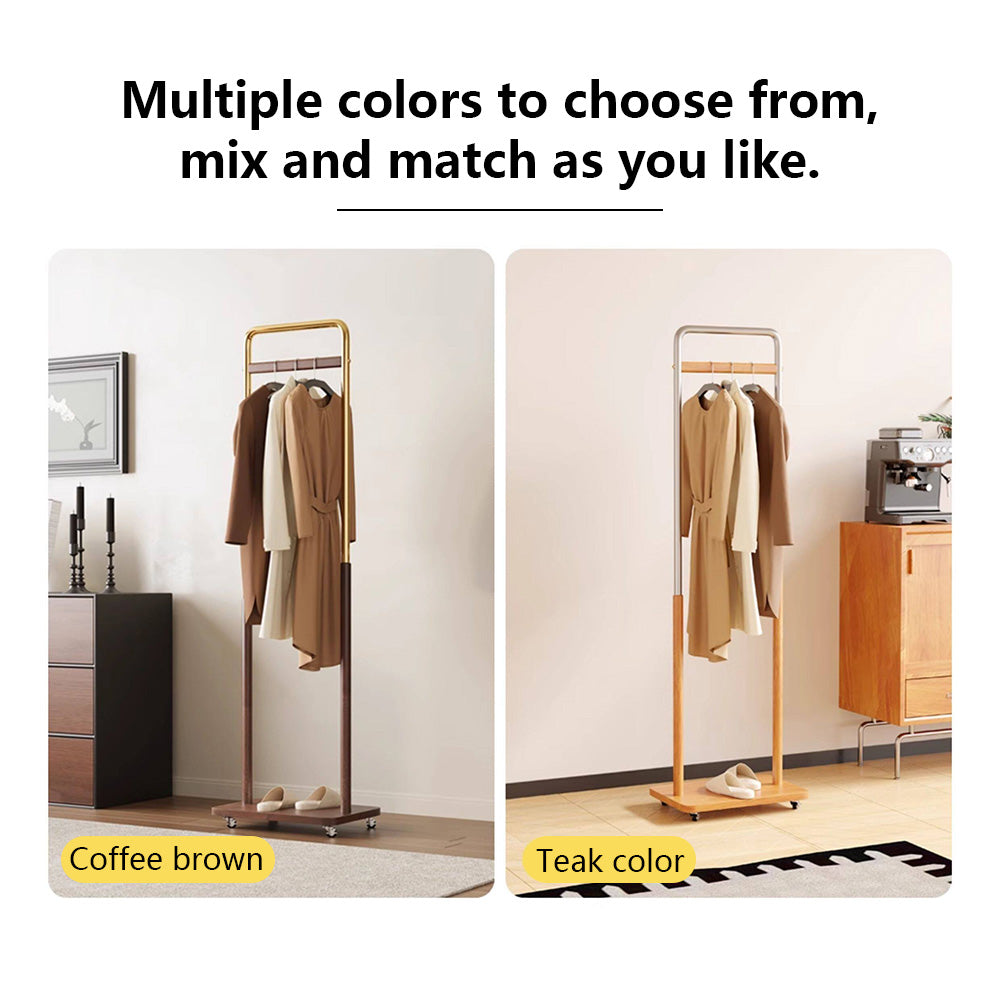 Freestanding Rolling Clothing Rack with Shelf for Bedroom, Entryway & Closet