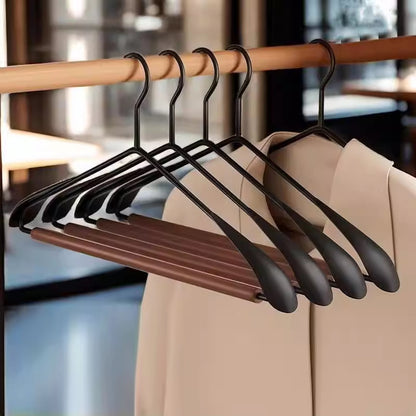Solid Beech Wood Hangers Iron Hook - Luxury Wide Shoulder Hangers Hotel & Retail