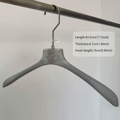 Gray Wood Grain Resin Suit Hangers with Custom Logo for Retail Display