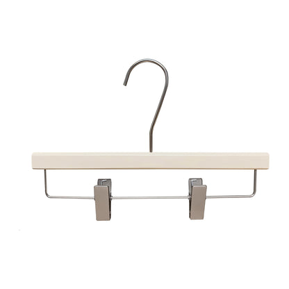 Solid Wood Clothes Hangers with Clips – White Wood Hangers for Suit, Coat & Dress