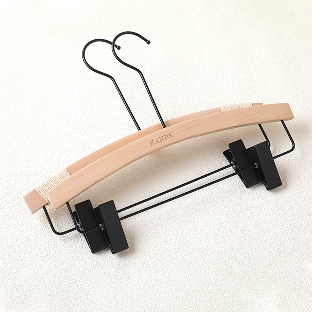 Wood Hanger Pants Clips for Women | Long Hook | No-Mark | Gold Silver Black