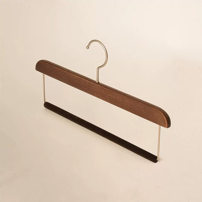 Solid Wood Pants Hanger with Non-Slip Flocked Bar & 360° Swivel Hook