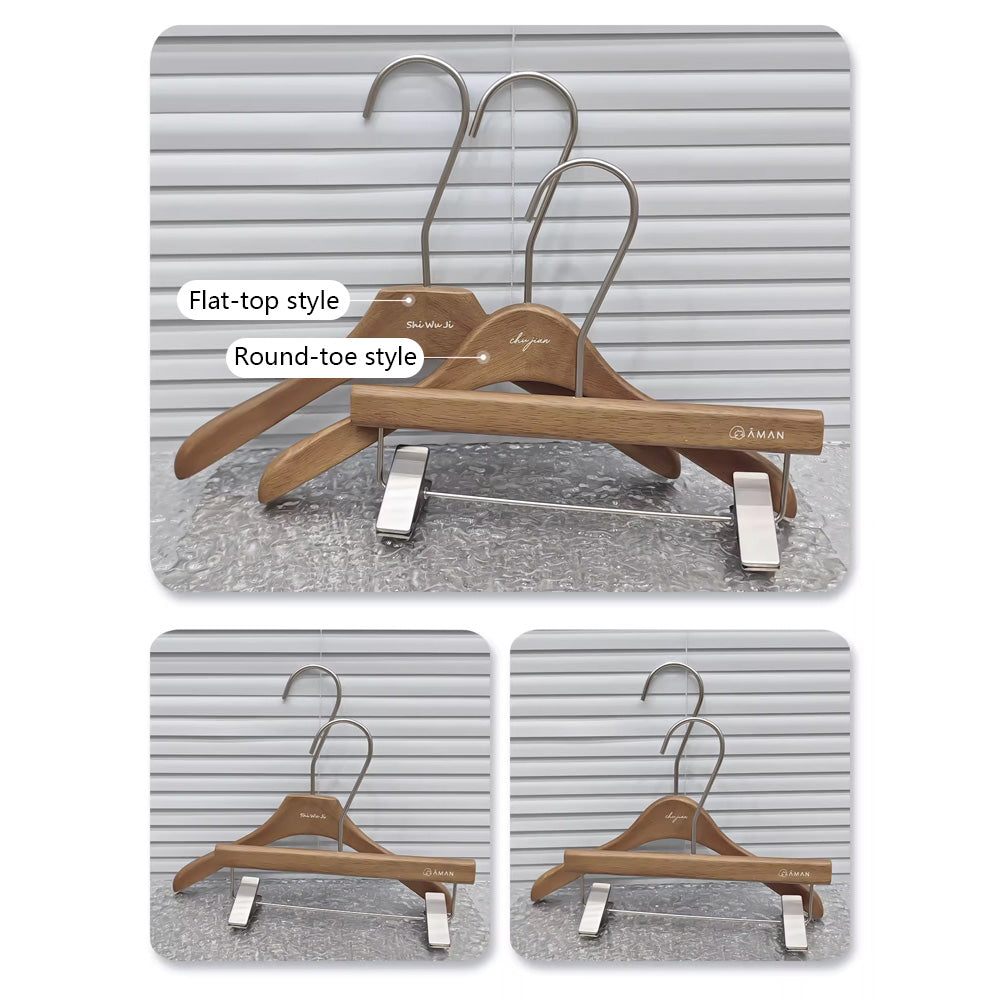 Walnut Oak Children's Hangers Set - Boutique Quality with Logo Customization