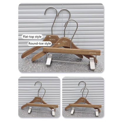Walnut Oak Children's Hangers Set - Boutique Quality with Logo Customization