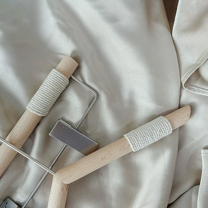 Kids Beech Wood Hangers with Rope | Natural Wooden Children's Clothes & Pants Hanger
