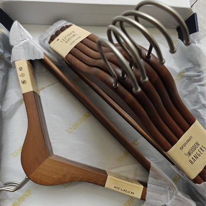 Solid Wood Clothes Hangers with Pants Bar and Shoulder Notches