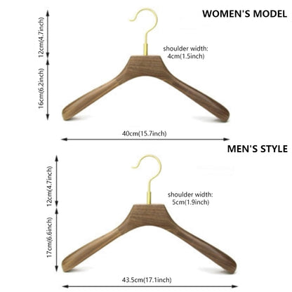 Premium Black Walnut Wood Hangers - Hotel Quality Non-Slip Wide Shoulder Coat Hangers