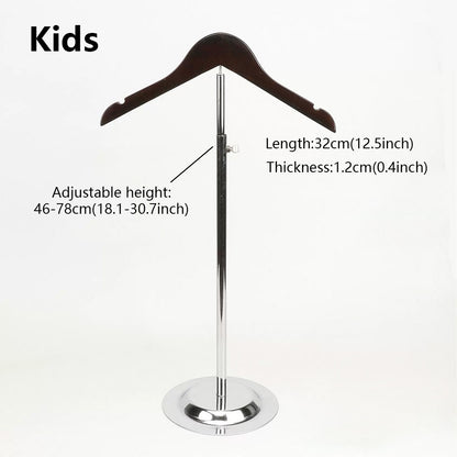 Adjustable Garment Display Stand with Wooden Hanger for Men, Women & Kids