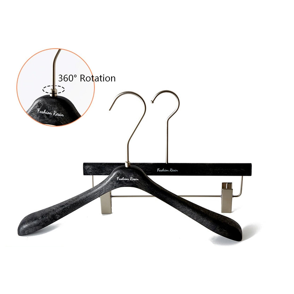 Luxury Matte Black Resin Suit Hanger & Pants Hanger for Men's Wardrobe