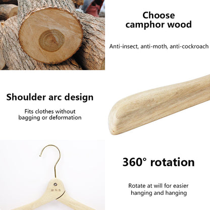 Natural Camphor Wood Hangers– Foldable, Anti-Insect, Wide Shoulder, Eco-Friendly Wardrobe