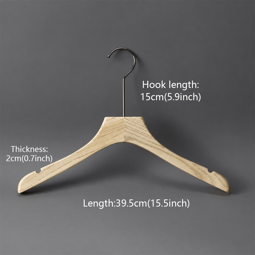 Custom Ash Wood Women’s Clothes & Pants Hangers with Clips Wholesale