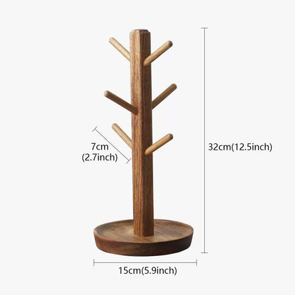 Solid Wood Jewelry Stand Tree with Catchall Dish | Necklace Organizer
