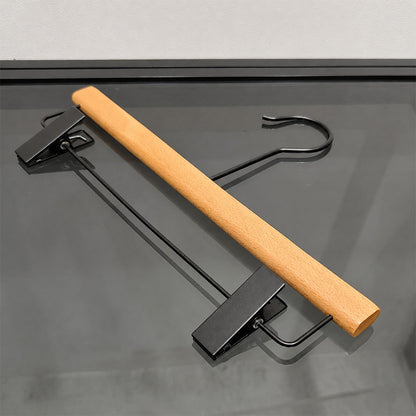 Custom Beech Wood Suit Hangers & Pants Hangers with Clips Wholesale