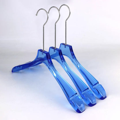 Premium Blue Acrylic Clothes Hanger with Pants Clip - Durable Unisex Store Display