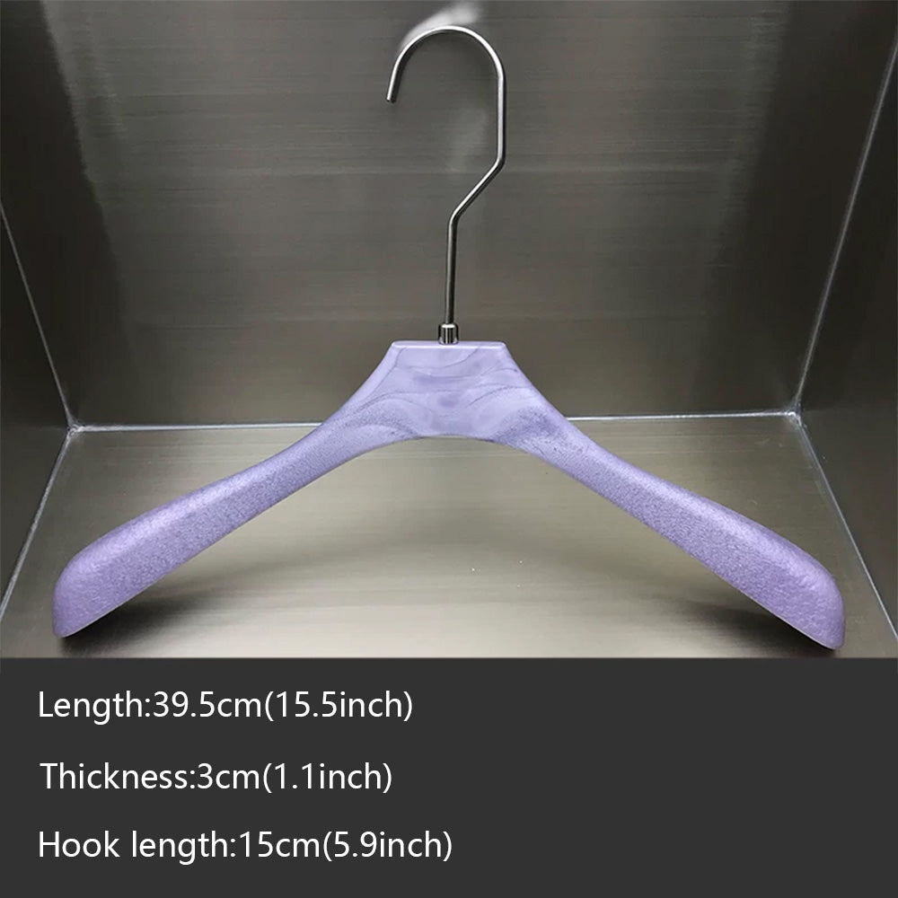 Purple Wood Grain Resin Hangers with Pants Clips for Boutiques