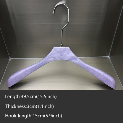 Purple Wood Grain Resin Hangers with Pants Clips for Boutiques