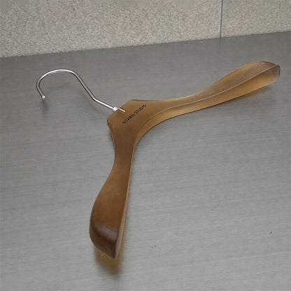 Custom Frosted Brown Acrylic Hangers with Logo for Boutiques & Retail Stores